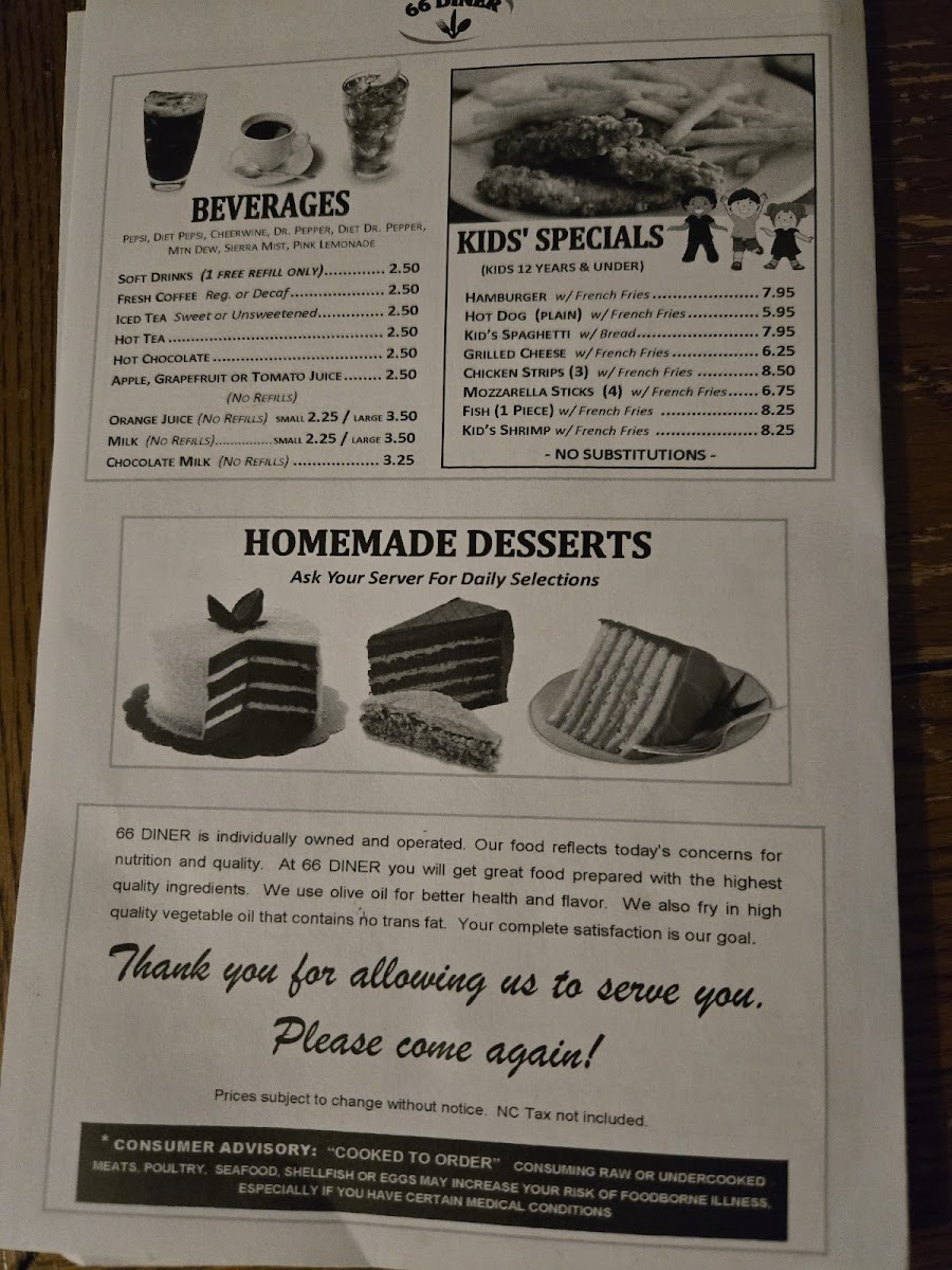66 Diner Menu - Image 4